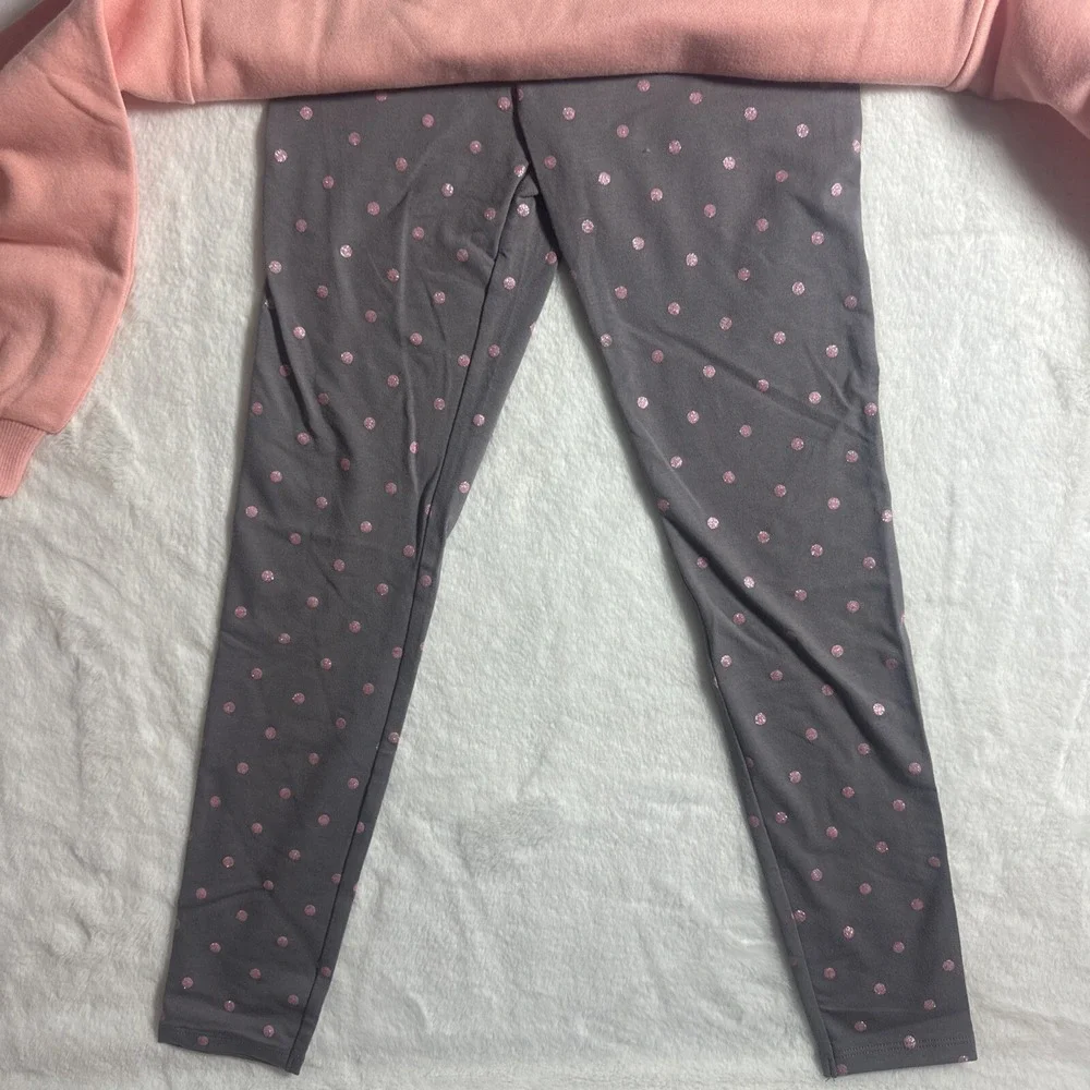 BCBG Girls 2 Piece Sweatshirt Legging Set M 10/12 Gray Pink